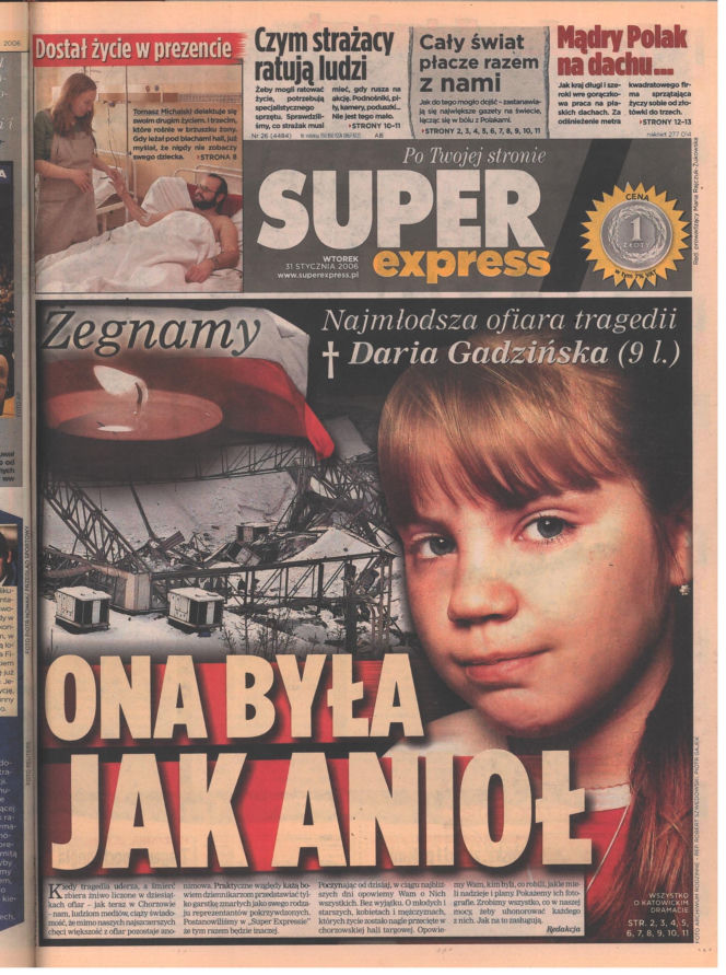 Zawalenie hali w Katowicach - archiwalne wydania "Super Expressu"