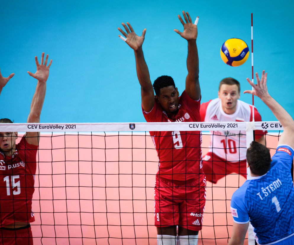 Siatkówka, mistrzostwa Europy 2021, Polska - Słowenia, Wilfredo Leon, Jakub Kochanowski