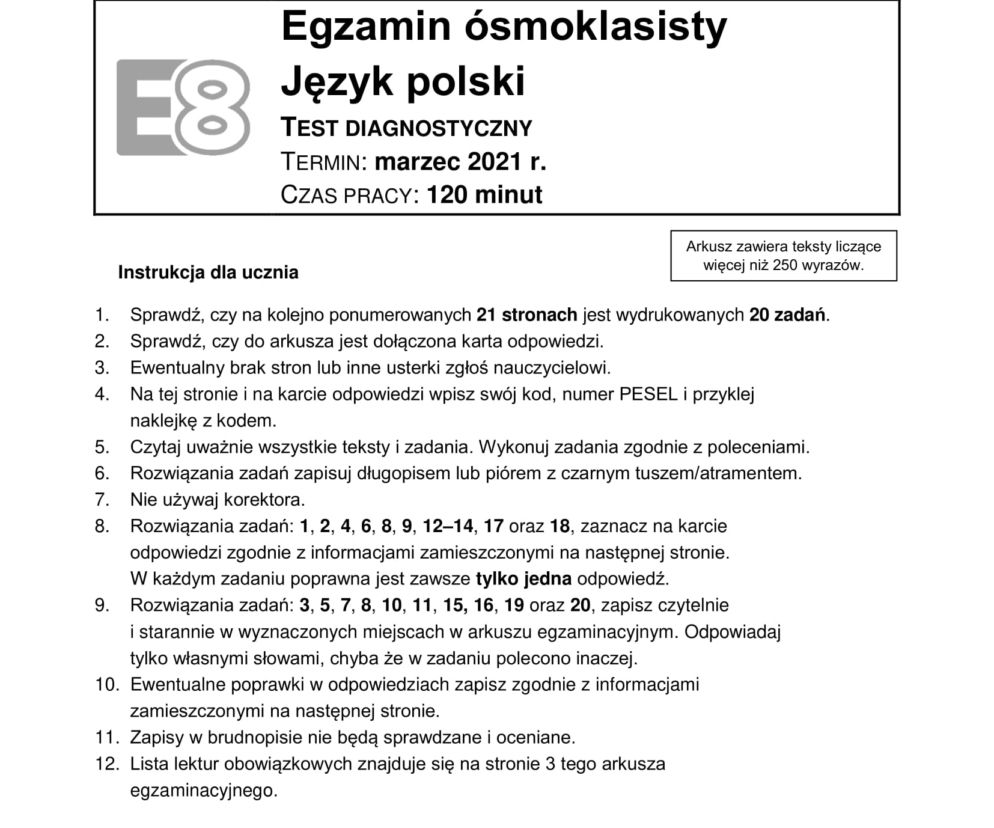 Próbny egzamin ósmoklasisty 2021: Język polski. Odpowiedzi i arkusze sprawdzisz tutaj