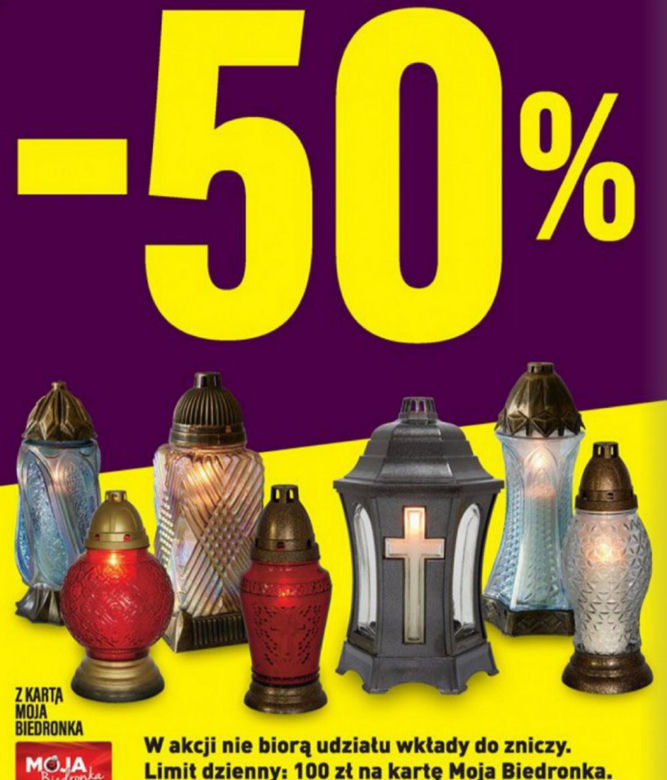 znicze 50 proc. taniej