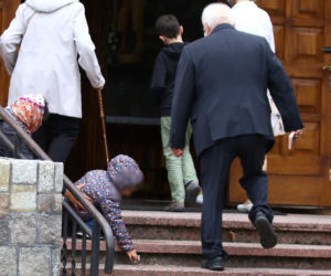 Lech Wałęsa na niedzielnej mszy