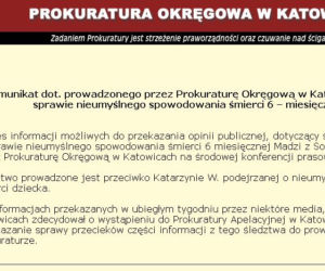 Madzia z Sosnowca - Komunikat Prokuratury Okręgowej Katowice 26.03.2012