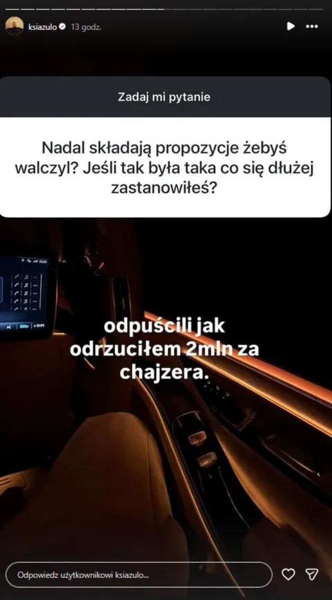 Książulo odmówił walki z Filipem Chajzerem