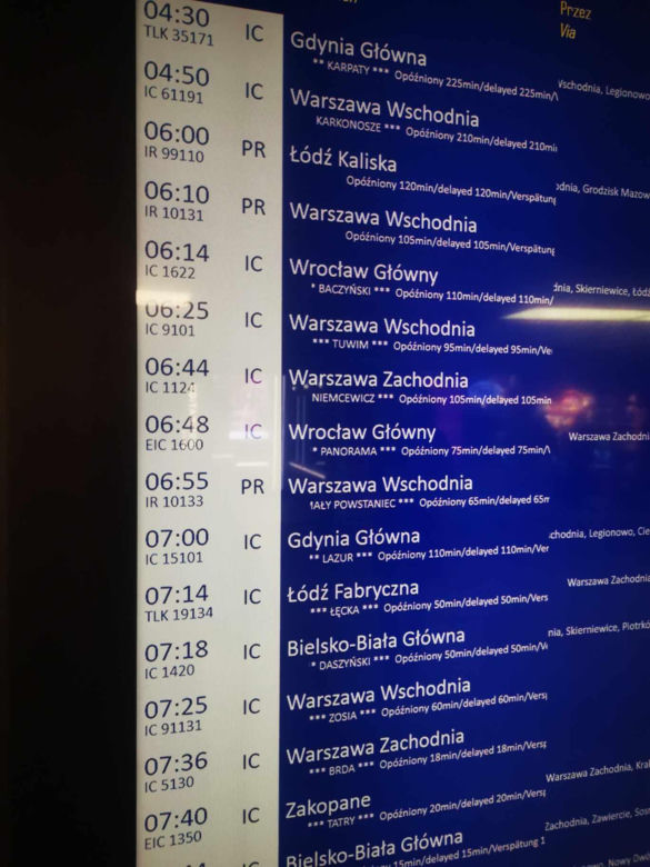 Opóźnione pociągi w Warszawie