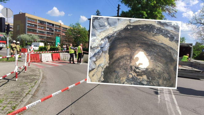 Gigantyczna dziura w mieście! Asfalt zapadł się na kilka metrów [ZDJĘCIA]