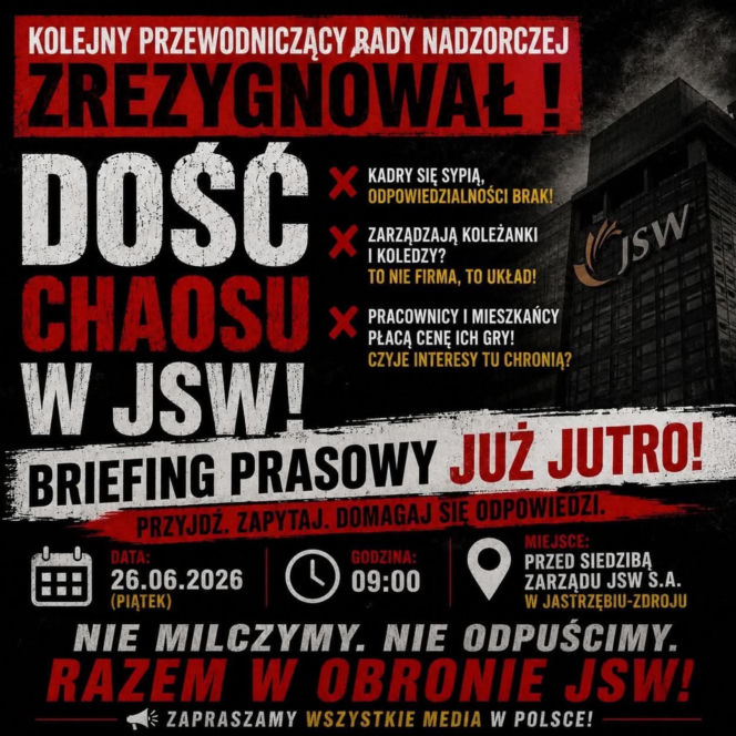 Protest związkowców JSW - czerwiec 2026
