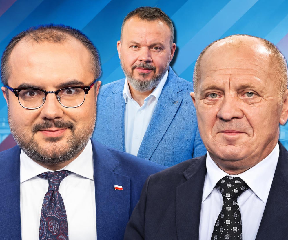 Marek Sawicki z PSL i inni politycy na niebieskim tle. O kryzysie w szpitalach przeczytasz na SE Polityka.