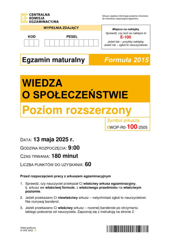 Matura 2025 WOS rozszerzony: odpowiedzi do wszystkich zadań z arkusza CKE - Formuła 2015 [13.05.2025]