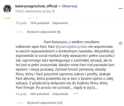 Katarzyna Grochola grozi sądem, a Joanna Jabłczyńska odpowiada