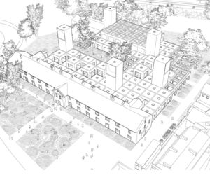 Centrum Literatury i Języka – Planeta Lem w Krakowie, widok z lotu ptaka