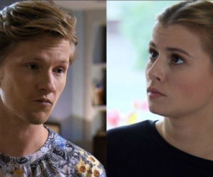 M jak miłość. Łukasz (Jakub Józefowicz), Katia (Joanna Jarmołowicz)
