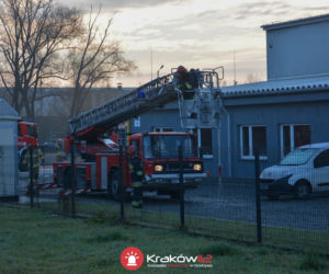 Pożar nad Drwiną w Krakowie
