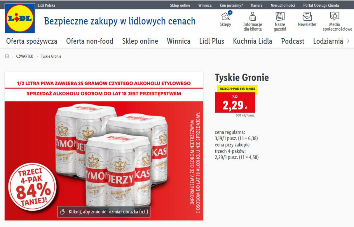 Tyskie gronie za 2,29 zł