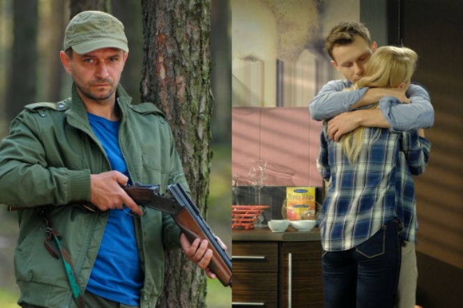 Pierwsza miłość. Zygmunt (Waldemar Barwiński), Jowita (Joanna Opozda), Radek (Mateusz Banasiuk)