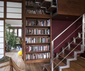 Projekt wnętrz: dwupoziomowa biblioteka