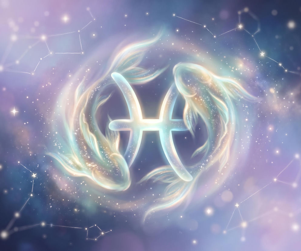 Znak zodiaku Ryby na tle rozgwieżdżonego kosmosu. O horoskopie i emocjonalnym wyzwoleniu przeczytasz na Eska.