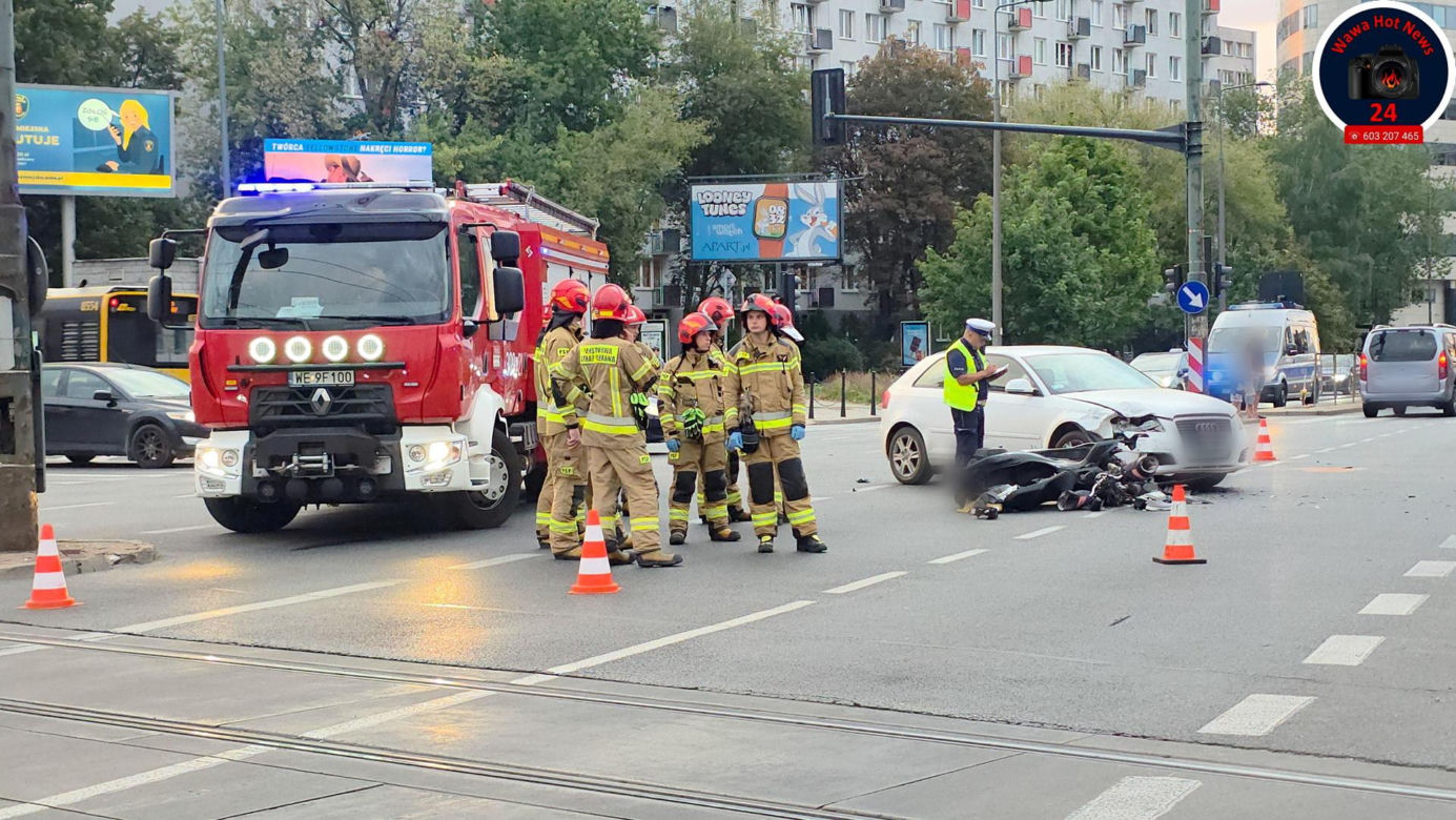 Wypadek na Mokotowie. Kierowca skutera trafił do szpitala 