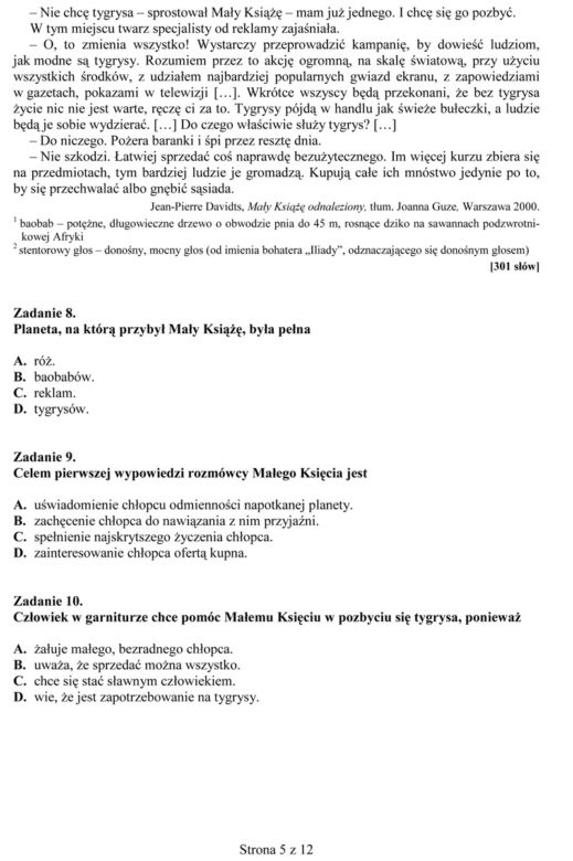 Próbny egzamin gimnazjalny - Język polski
