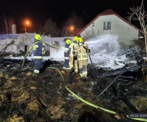  Pożar pustostanu. Łomianki, ul. Rolnicza