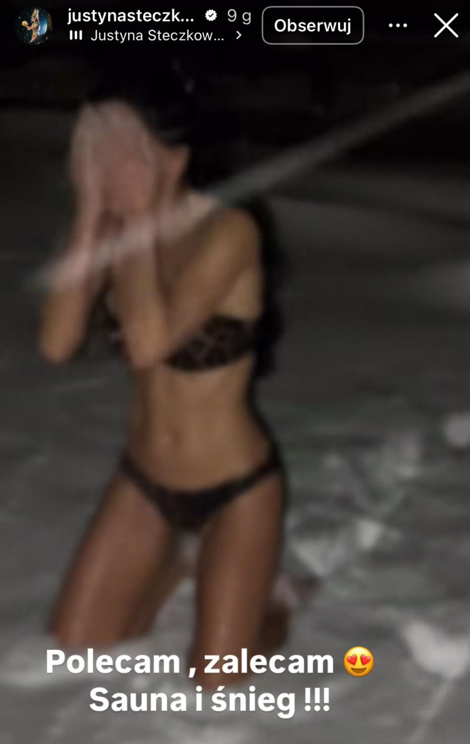 Justyna Steczkowska morsuje na śniegu