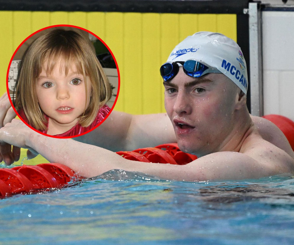 Pływak Sean McCann w basenie. Na miniaturze obok mała Madeleine McCann. O rodzeństwie przeczytasz w serwisie Eska.