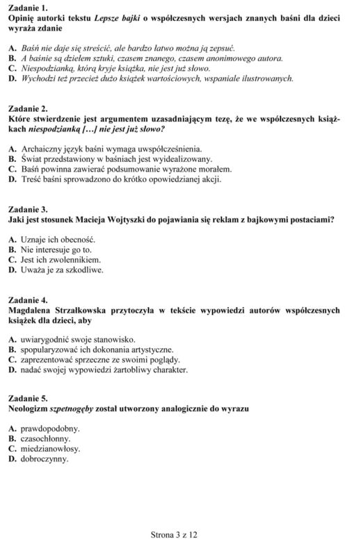 Próbny egzamin gimnazjalny - Język polski
