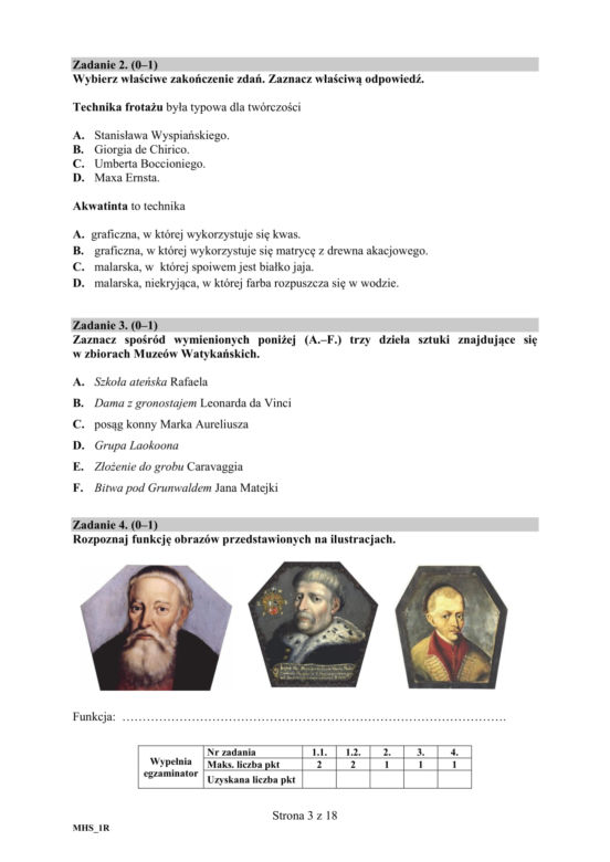 ARKUSZE CKE - Matura historia sztuki 2019