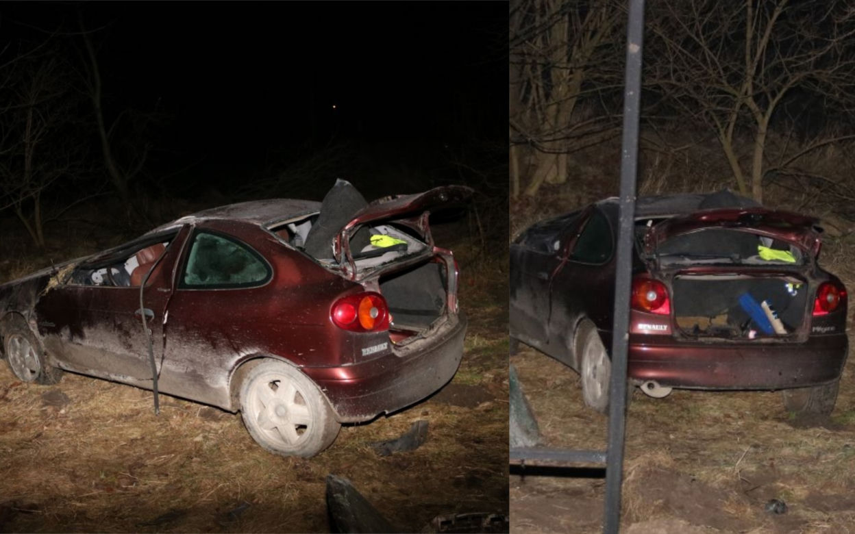 Młody kierowca wypadł z drogi i uderzył w słup! Na jaw wyszło coś strasznego [ZDJĘCIA]