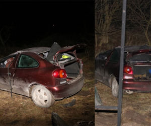 Młody kierowca wypadł z drogi i uderzył w słup! Na jaw wyszło coś strasznego [ZDJĘCIA]