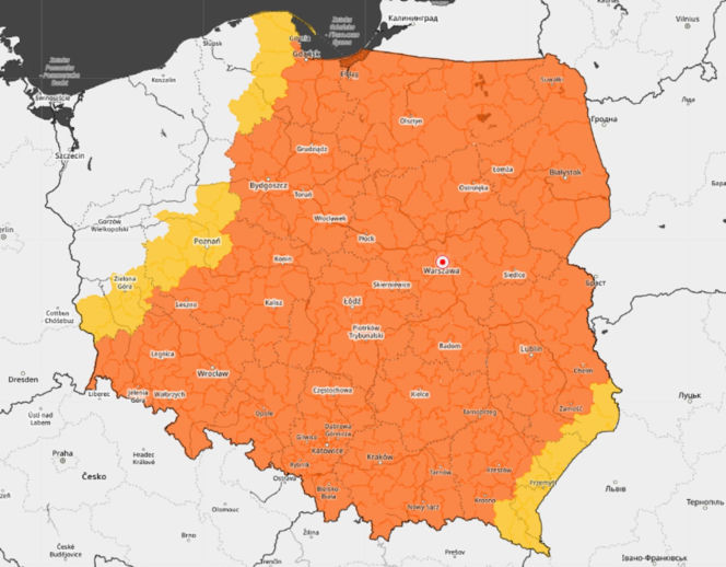 Alerty IMGW - stan na 21 sierpnia, 14:20