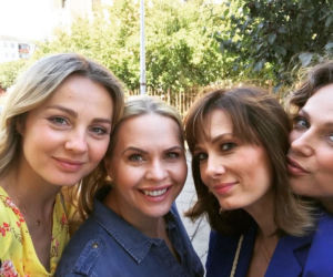 Przyjaciółki 14 sezon. Anka (Magdalena Stużyńska), Patrycja (Joanna Liszowska), Zuza (Anita Sokołowska), Inga (Małgorzata Socha)