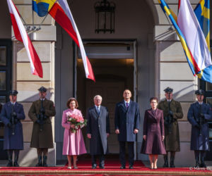 Wizyta szwedzkiej pary królewskiej w Polsce. Powitanie w Pałacu Prezydenckim