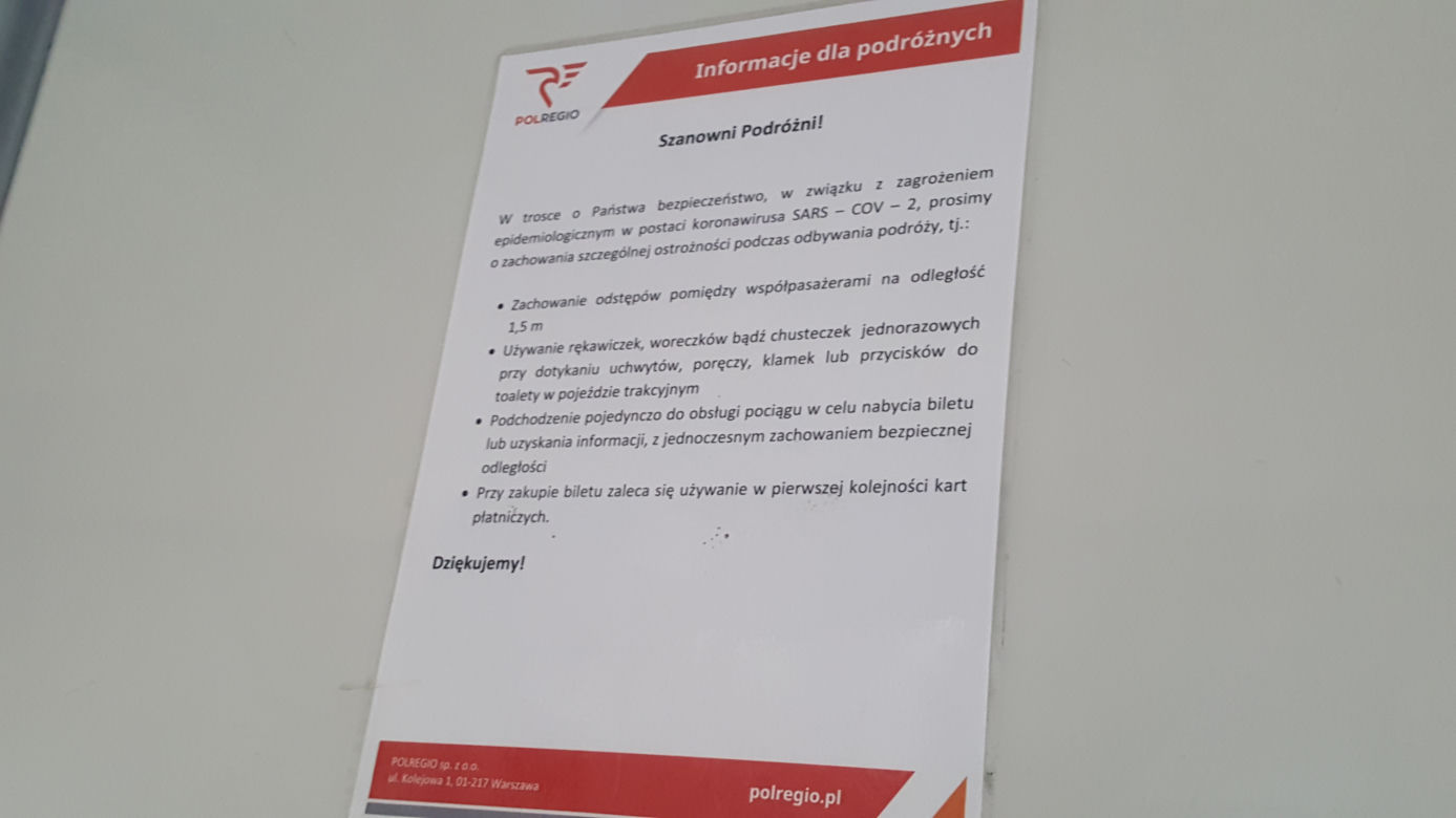 Dworzec Bydgoszcz Główna w czasie epidemii koronawirusa