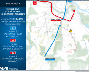 Zmiany w kursowaniu komunikacji miejskiej w czasie nowego etapu przebudowy Hubskiej