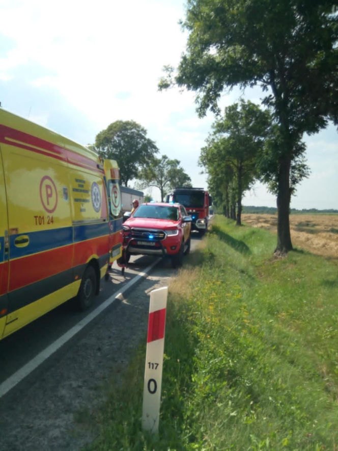 Tragiczny wypadek na DK74 w Łagowie. Nie żyje jedna osoba, droga jest całkowicie zablokowana