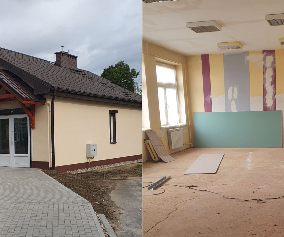 Biblioteka w Czeszowie (z lewej) jest już gotowa. Prace rozpoczęły się w głównej siedzibie w Zawoni (z prawej)