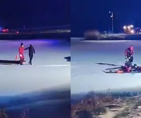 Chciał uciec przed policją na zamarznięty zbiornik i lód się pod nim załamał