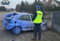 Łuczynów: Groźny wypadek. Młody kierowca wpadł w poślizg i wjechał w ogrodzenie