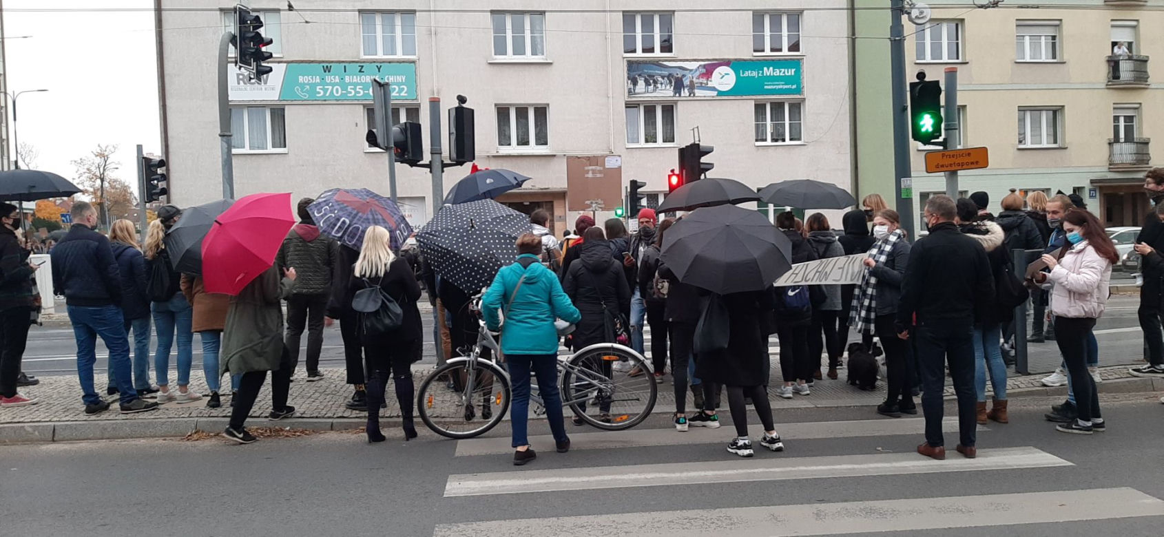 Protest kobiet - blokada ulic w Olsztynie