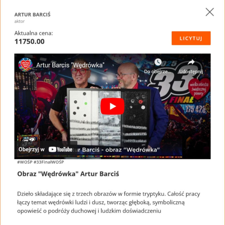 WOŚP 2025 - aukcje gwiazd