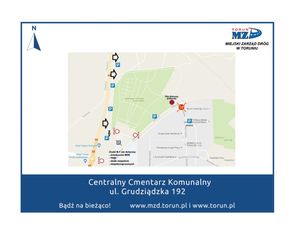 Zmiana organizacji ruchu przy cmentarzach w Toruniu. Mapy obowiązują w okresie Wszystkich Świętych
