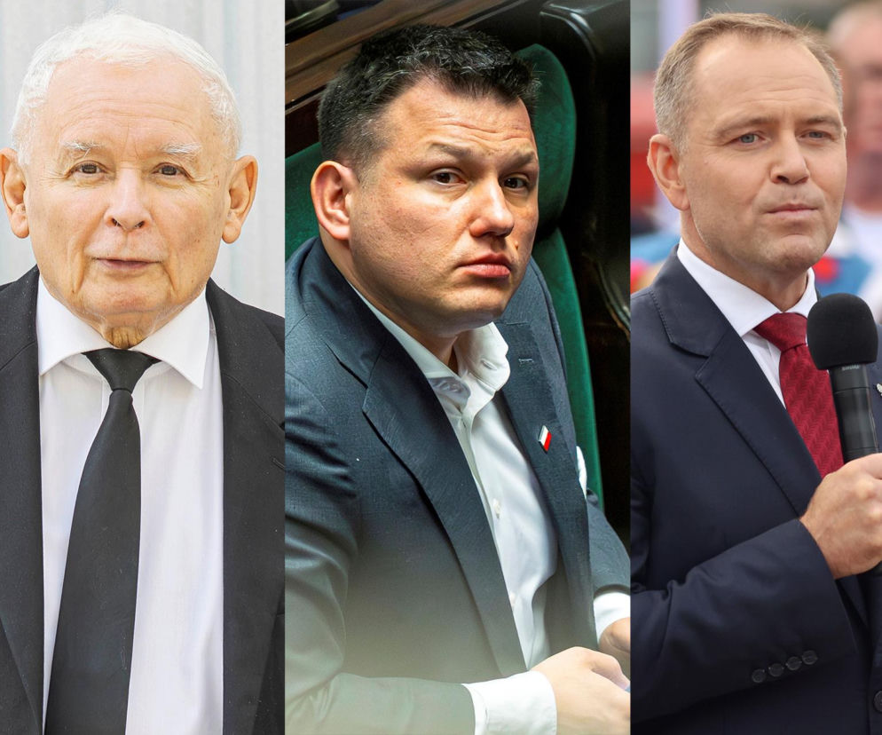 Jarosław Kaczyński, Sławomir Mentzen oraz Karol Nawrocki. O wynikach sondażu prawicy przeczytasz na SE Polityka.
