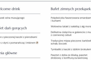 Menu andrzejkowe hotel Gołębiewski Pobierowo