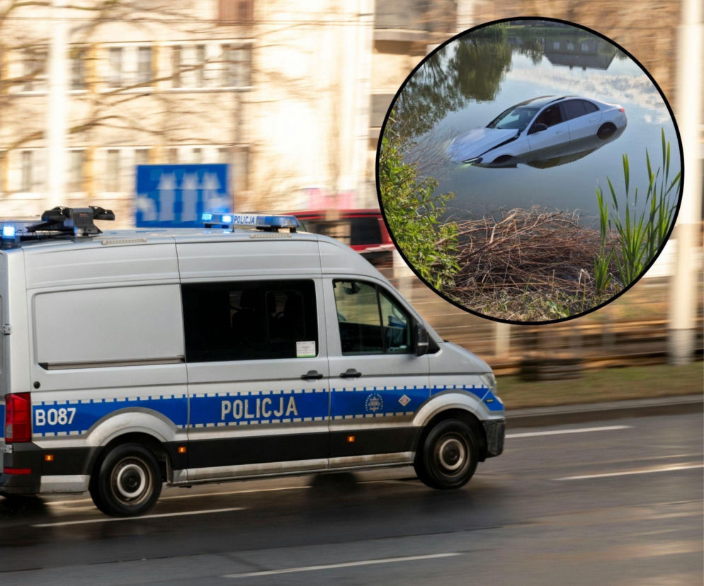 Wystarczyła chwila nieuwagi. 56-letni kierowca Mercedesa wjechał prosto do stawu