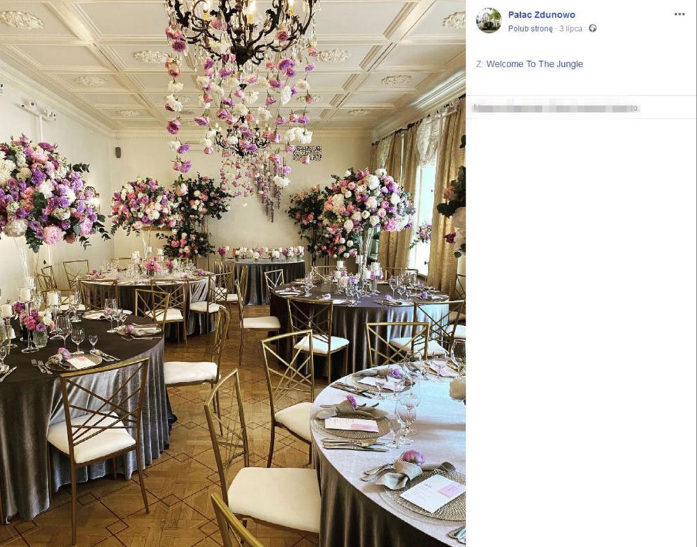 Sala weselna w pałacyku