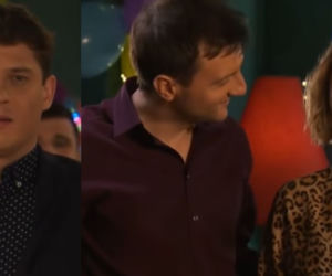M jak miłość odc. 1439. Ula (Iga Krefft), Bartek (Arkadiusz Smoleński), Janek (Tomas Kollarik)