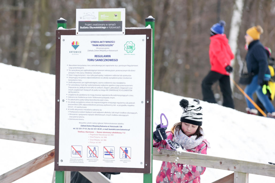 Zimowe szaleństwo w Parku Kościuszki w Katowicach
