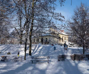 Park w Skawinie zachwyca zimą