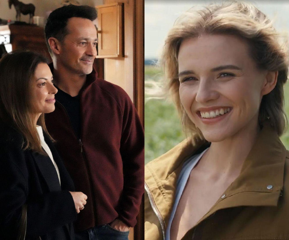 Portrety Katarzyny Glinki jako Kasi i Anny Mrozowskiej jako Renaty, oraz Michała Rolnickiego jako Łukasza Sadowskiego z serialu Barwy szczęścia. Kobieta po prawej uśmiecha się szeroko, natomiast para po lewej patrzy w prawo. Więcej o ich losach przeczytasz na Super Seriale.