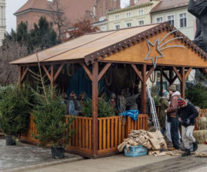 Bożonarodzeniowa szopka zrobiona przez bydgoskich uczniów stanęła na Starym Rynku. Młodzi artyści ozdobili też ratuszową choinkę